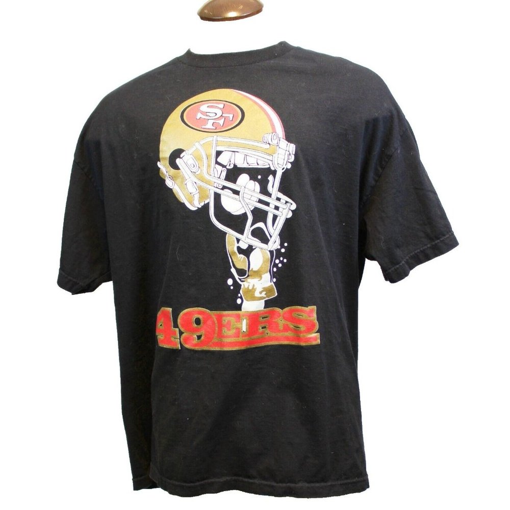 Alstyle Solid Black San Francisco 49ers T-Shirt sz 2XL NFL Big Helmet Team Back